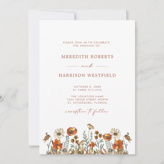 Delicate herfst wilde bloemen eenvoudige elegante  kaart (Voorkant)