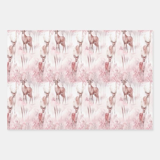 Delicate herten op kerstverpakking inpakpapier vel (Voorkant 2)
