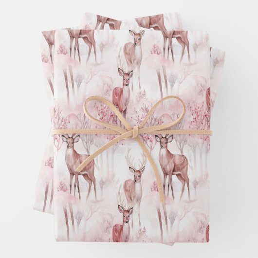 Delicate herten op kerstverpakking inpakpapier vel (In situ)