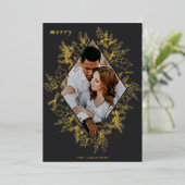 Delicate Holly | Foto van Elegant Folie Feestdagenkaart (Staand Voorkant)