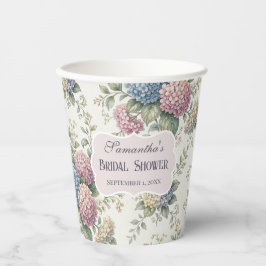 Delicate Hortensia Bloemen Bruidsdouche Papieren Bekers