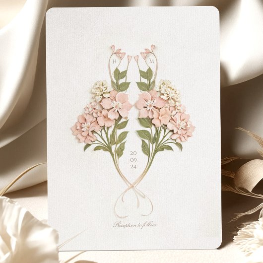 Delicate hortensia tuin bruiloft kaart