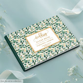 Delicate Hunter Green en Gold bruiloft gastenboek