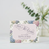 Delicate Hydrangea Bloemen Bruiloft Aankondigingskaart (Staand voorkant)