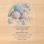 Delicate Hydrangea Bloemen Bruiloft Acryl Uitnodigingen (Voorkant)