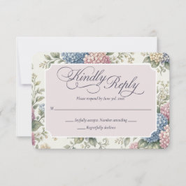 Delicate Hydrangea Bloemen Bruiloft RSVP Kaartje