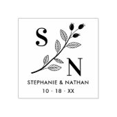 Delicate Initials Wildflowers Branches Wedding  Rubberstempel (Afrduk)