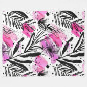 Delicate inktbloemblaadjespatroon fleece deken (Voorkant (Horizontaal))