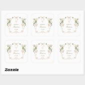 Delicate Ivoor Rozen Kader Doop Vierkante Sticker (Vel)