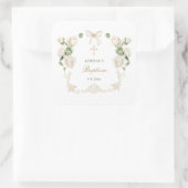 Delicate Ivoor Rozen Kader Doop Vierkante Sticker (Tas)