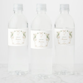 Delicate Ivoor Rozen Kader Doop Waterfles Etiket