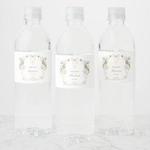 Delicate Ivoor Rozen Kader Doop Waterfles Etiket