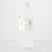 Delicate Ivoor Rozen Kader Doop Waterfles Etiket (Voorkant)