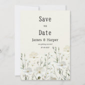 Delicate ivoor witte bloemen schikken Save the Dat Kaart (Voorkant)