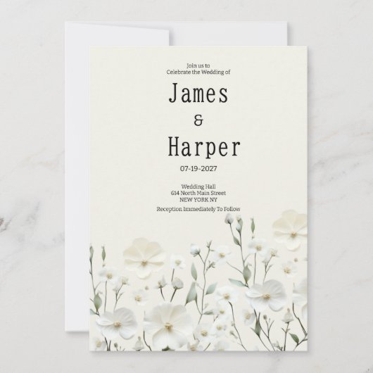 Delicate ivoorwitte bloemschikking Bruiloft Kaart (Voorkant)