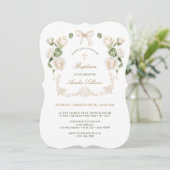 Delicate Ivory Roses Frame Baptism Kaart (Staand voorkant)