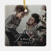 Delicate jaarlijkse familie donkere overlay foto a keramisch ornament (Voorkant)