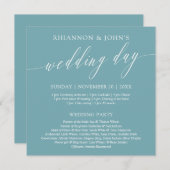 Delicate kalligrafie Blauwgroen trouwdag programma Programmakaart (Voorkant / Achterkant)