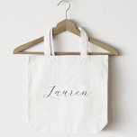 Delicate kalligrafie bruidsmeisje naam tote bag<br><div class="desc">Op maat ontworpen bruiloft en vrijgezellenfeest canvas tas met gepersonaliseerde naam in moderne delicate kalligrafie.</div>