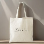Delicate kalligrafie bruidsmeisje naam tote bag<br><div class="desc">Op maat ontworpen bruiloft en vrijgezellenfeest canvas tas met gepersonaliseerde naam in moderne delicate kalligrafie.</div>