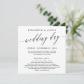 Delicate kalligrafie bruiloft dag programma programmakaart (Staand voorkant)