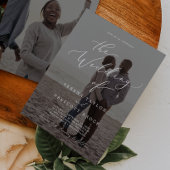 Delicate kalligrafie donkere foto-overlay bruiloft kaart