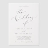 Delicate kalligrafie Eenvoudige moderne klassieke  Vellum Uitnodigingen (Voorkant)