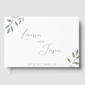 Delicate kalligrafie en loof bruiloft gastenboek (Voorkant)