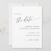 Delicate kalligrafie Moderne eenvoudige bruiloft Save The Date (Voorkant)