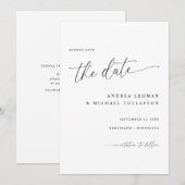 Delicate kalligrafie Moderne eenvoudige bruiloft Save The Date (Voorkant / Achterkant)