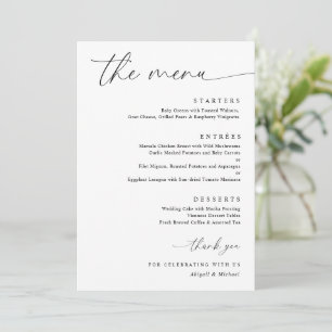Delicate kalligrafie Moderne romantische bruiloft Menu