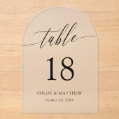 Delicate kalligrafie Namen Trouwtafel Nummer Acryl Uitnodigingen (Voorkant)