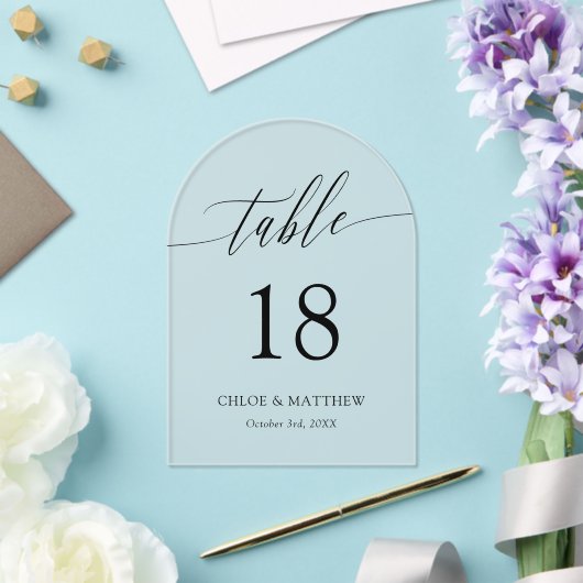 Delicate kalligrafie Namen Trouwtafel Nummer Acryl Uitnodigingen (Insitu (Huwelijk))