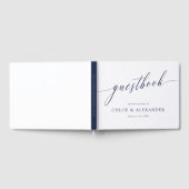 Delicate kalligrafie Navy blauw wit bruiloft Gastenboek (Volledig)