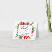 Delicate kalligrafie Poinsettia Wedding Note Bedankkaart (Voorkant)