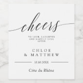 Delicate kalligrafie proost bruiloft wijn etiket (Enkel label)