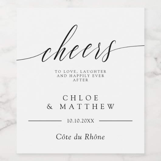 Delicate kalligrafie proost bruiloft wijn etiket (Enkel label)