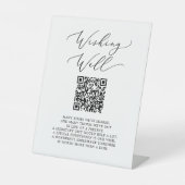 Delicate kalligrafie QR-code bruiloft goed wensen Reclamebord Met Voetstuk (Voorkant)
