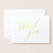 Delicate kalligrafie trouwfoto dank u folie kaarten (Voorkant met envelop)
