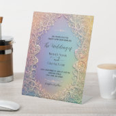Delicate kant bruiloft uitnodiging reclamebord met voetstuk (Insitu)