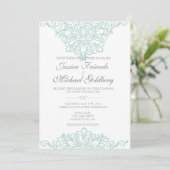 Delicate kant grens bruiloft uitnodigingen 5x7 (Staand voorkant)