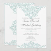 Delicate kant grens bruiloft uitnodigingen 5x7 (Voorkant / Achterkant)