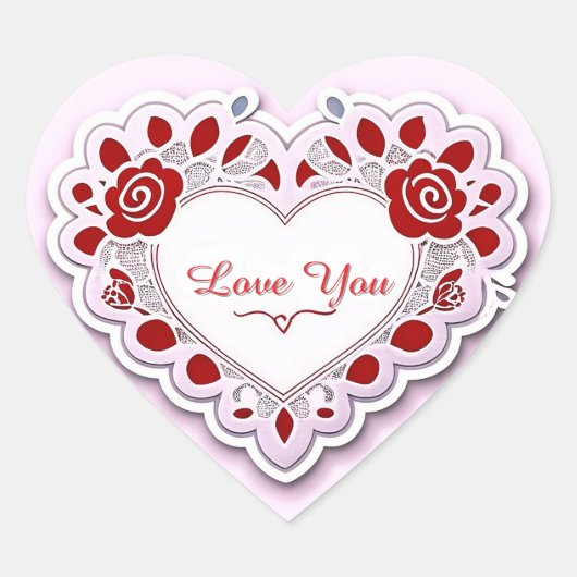 Delicate Kant Hart Kaart Sticker (Voorkant)