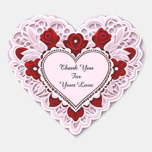 Delicate Kanten Hartkaart Hart Sticker (Voorkant)