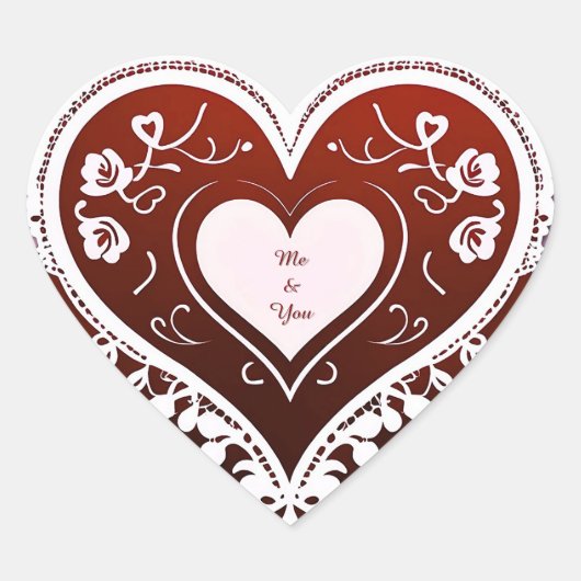 Delicate Kanten Hartkaart Hart Sticker (Voorkant)
