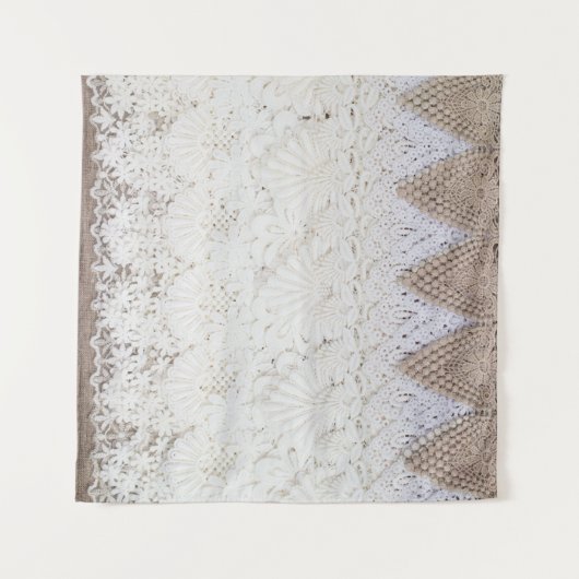 Delicate Kanten Stof Textuur Achtergrond Wandkleed (Voorkant (horizontaal))