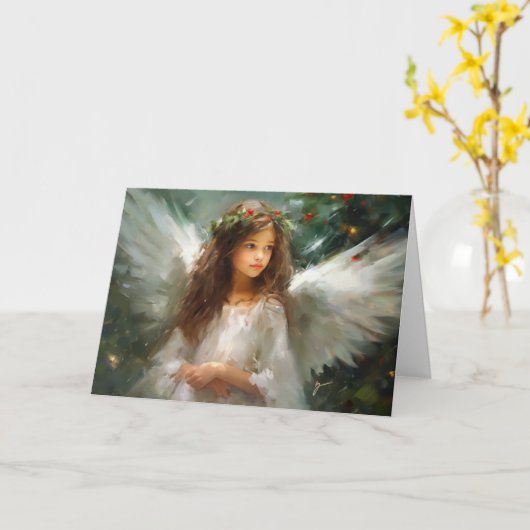 Delicate Kerst Engel Kerst Kaart (Gele Bloem)