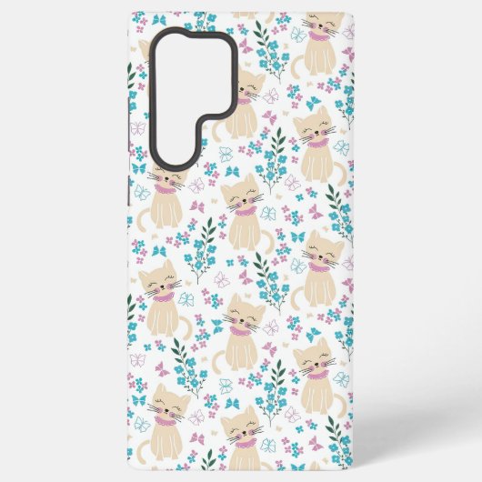 Delicate Kitten and Botanical Doodle Samsung Galaxy Hoesje (Achterkant)
