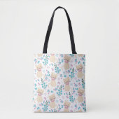 Delicate Kitten and Botanical Doodle Tote Bag (Voorkant)