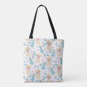 Delicate Kitten and Botanical Doodle Tote Bag (Achterkant)